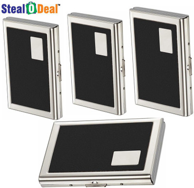 

Stealodeal 4pc Premium Metal Black Metal 6 Card Holder(Set of 4, Black)