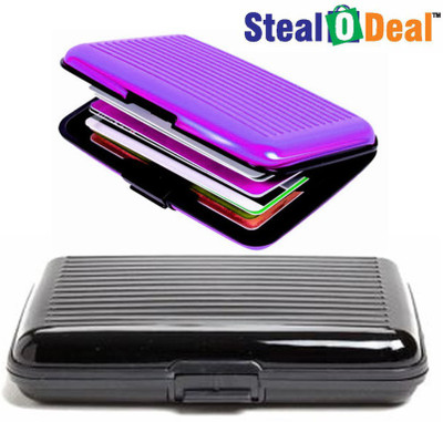 

Stealodeal Black and Purple Security Credit/Debit 6 Card Holder(Set of 2, Black, Purple)