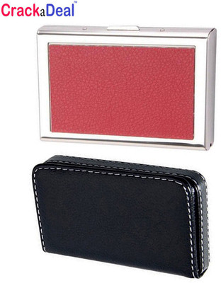 

CrackaDeal High Quality Steel Red Leather Luxury ATM & Soft Black Leather Business Purpose Visa Visiting 6 Card Holder(Set of 2, Multicolor)