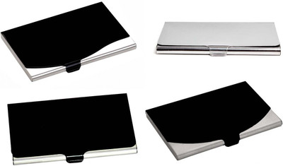 

Shine Fashion 20 Card Holder(Set of 4, Black, Silver)