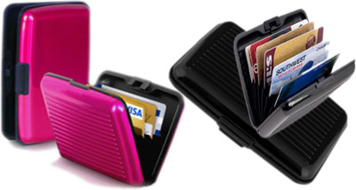 

Alexus 6 Card Holder(Set of 2, Black, Pink)