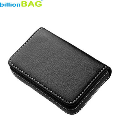 billionBAG Soft Black Leather Executive Pocket Visiting 15 Card Holder(Set of 1, Black)