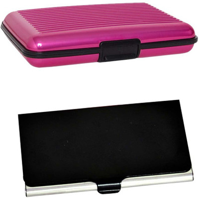 

Shine Fashion 15 Card Holder(Set of 2, Black, Silver, Pink)