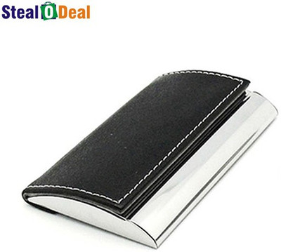 

Stealodeal Black Side Elegant Visiting With White Leather Metal 20 Card Holder(Set of 2, Black, White)