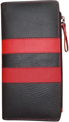 

Style 98 Girls Multicolor Genuine Leather Wallet(9 Card Slots), Black:red