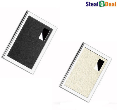 

Stealodeal Business Case Handcrafted Black and White Leather 6 Card Holder(Set of 2, White, Black)
