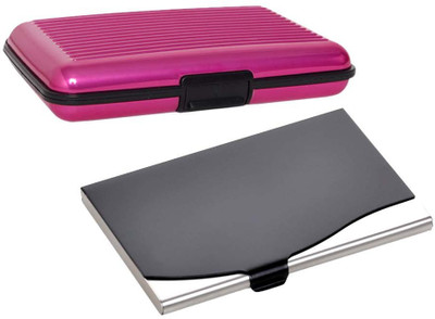 

Shine Fashion 15 Card Holder(Set of 2, Black, Silver, Pink)