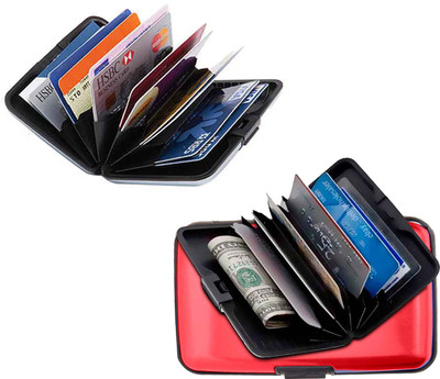 

Elligator 10 Card Holder(Set of 2, Silver, Red)