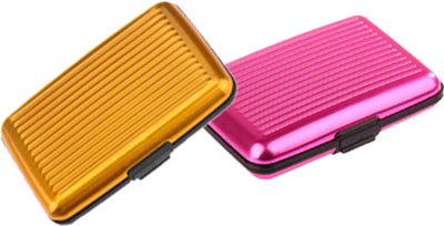Alexus 6 Card Holder(Set of 2, Yellow, Pink)