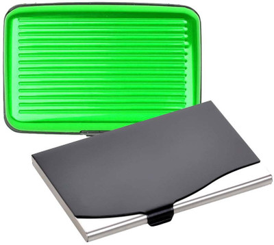 

Shine Fashion 15 Card Holder(Set of 2, Black, Silver, Green)