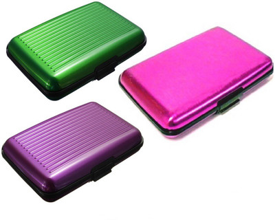 

FASTOP Set of 3 FASTOP® ATM Card Business ID Card Holder Credit Card and Debit card Wallet Holder Aluminum Security Wallet RFID Protection 6 Card Holder(Set of 3, Multicolor)