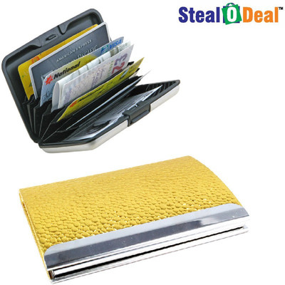 

Stealodeal Women Gold Pebble Textured Metal With Aluminium Plastic 20 Card Holder(Set of 2, Gold)
