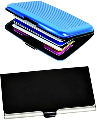 

Shine Fashion 15 Card Holder(Set of 2, Black, Silver, Blue)