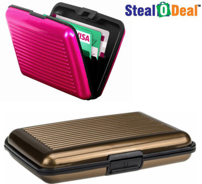 

Stealodeal Pink and Brown Security Credit/Debit 6 Card Holder(Set of 2, Pink, Brown)
