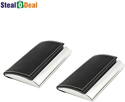 

Stealodeal Black Steel Side Elegant Visiting 20 Card Holder(Set of 2, Black)