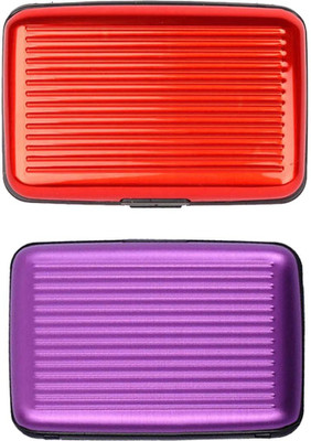 

Shine Fashion Men's 6 Card Holder(Set of 2, Red, Purple)