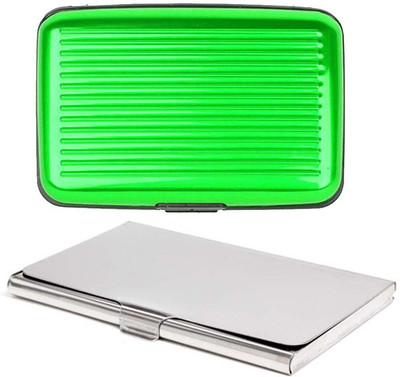 

Shine Fashion 20 Card Holder(Set of 2, Silver, Green)
