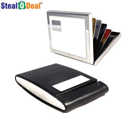 

Stealodeal Black double sided open Steel With White Metal 30 Card Holder(Set of 2, Black)