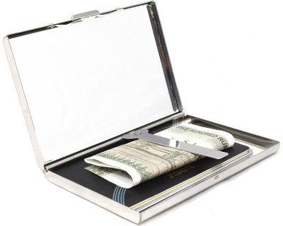 

Stealodeal Mirror Finish Metal 15 Card Holder(Set of 1, Silver)