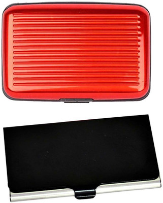 

Shine Fashion 15 Card Holder(Set of 2, Black, Silver, Red)
