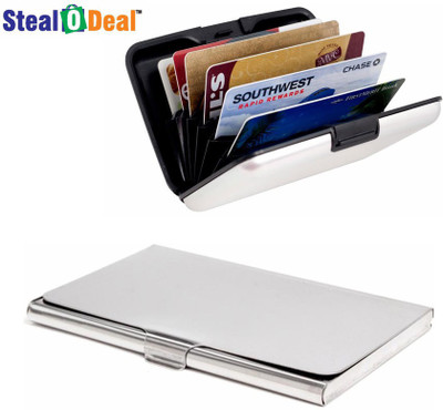 

Stealodeal Silver and White Security Credit/Debit 6 Card Holder(Set of 2, Silver, White)