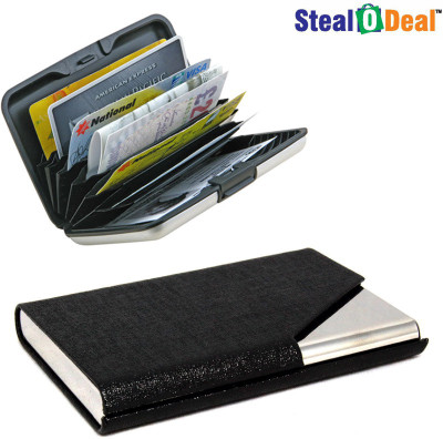 

Stealodeal Black Glossy Cut Textured Steel With Aluminium Plastic 20 Card Holder(Set of 2, Black)