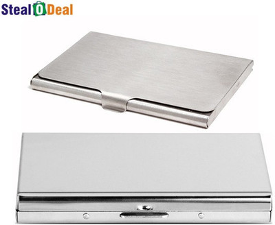 

Stealodeal Aluminum Silver Pocket Business Atm Case Metal Box With Steel 6 Card Holder(Set of 2, Silver)