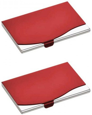 

Jazam Men's & Women's 10 Card Holder(Set of 2, Red)