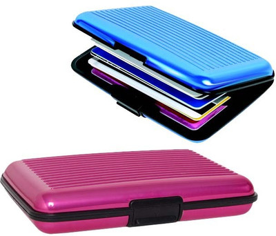 

Shine Fashion Men's 6 Card Holder(Set of 2, Blue, Pink)
