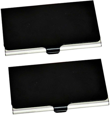 

Shine Fashion 15 Card Holder(Set of 2, Black, Silver)