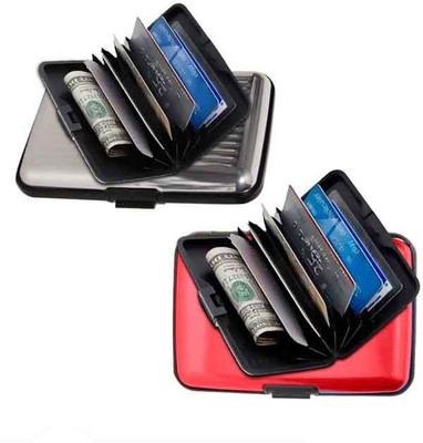

Shine Fashion Men's 6 Card Holder(Set of 2, Red, Grey)