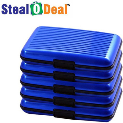 

Stealodeal 5 pc Blue Aluma Security Cash Credit 6 Card Holder(Set of 5, Blue)