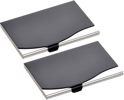 

Shine Fashion 20 Card Holder(Set of 2, Black, Silver)