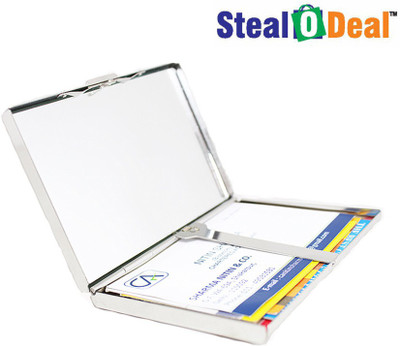

Stealodeal Metal Box Luxury 15 Card Holder(Set of 1, Silver)