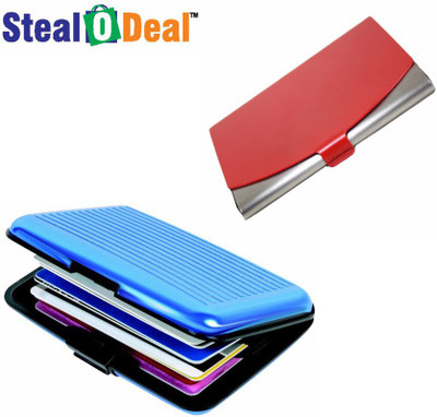

Stealodeal Red Stainless Steel With Plastic Multicolor 10 Card Holder(Set of 2, Red, Multicolor)