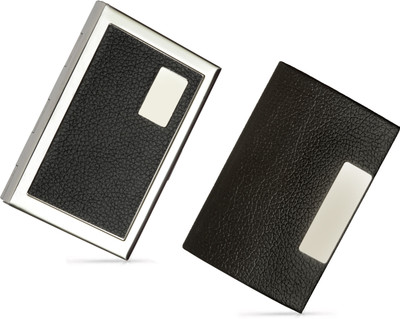 

Billiondeal High Quality | Combo of 2 | Steel Plain Metal Business ATM And 1 Steel Card Holder And Black Leather Piece Visiting Card Holder 6 Card Holder(Set of 2, Silver)