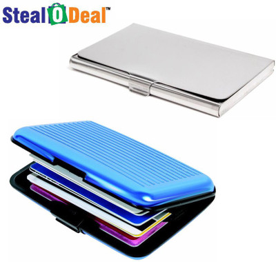 

Stealodeal Blue and Silver Security Credit/Debit 6 Card Holder(Set of 2, Blue, Silver)