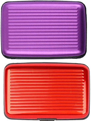 

Shine Fashion Men's 6 Card Holder(Set of 2, Purple, Red)