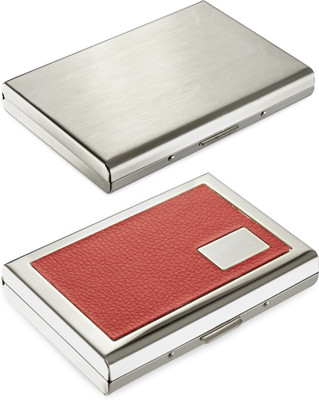 

Billiondeal High Quality | Combo of 2 | Steel Plain Stainless ATM And 1 Steel Card Holder And 1 Red Case Steel ATM Card Holder 6 Card Holder(Set of 2, Silver)