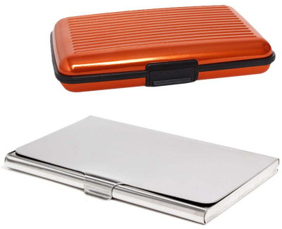 

Shine Fashion 20 Card Holder(Set of 2, Silver, Orange)