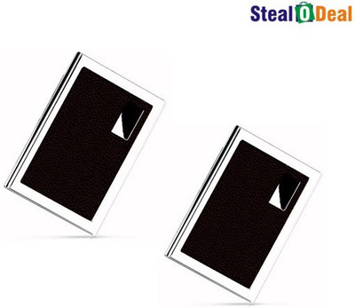 

Stealodeal Brown Luxury Steel Aluminum 6 Card Holder(Set of 2, Brown)