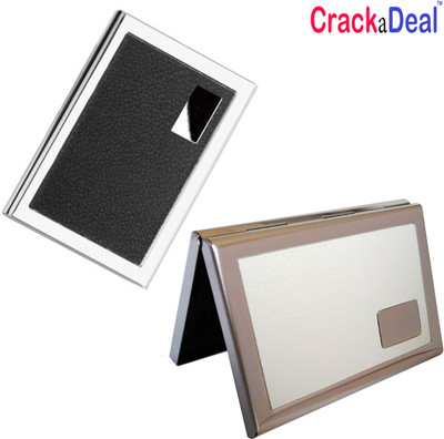 

CrackaDeal High Quality Steel Black Leather Luxury ATM & Steel White Leather Business Purpose Visa ATM 6 Card Holder(Set of 2, Multicolor)