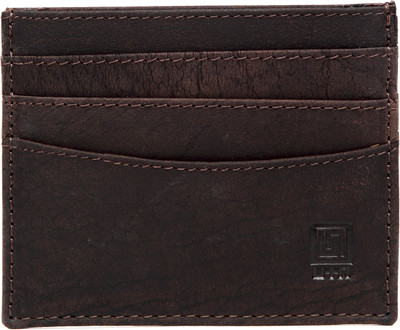

U+N Unisex Sleek Genuine Leather Card Holder 6 Card Holder(Set of 1, Brown)
