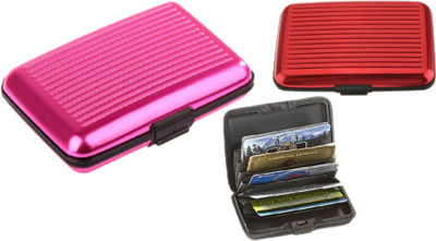 

Alexus 6 Card Holder(Set of 2, Red, Pink)