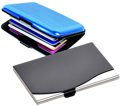 

Shine Fashion 15 Card Holder(Set of 2, Black, Silver, Blue)