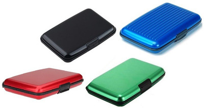 

FASTOP ATM Card Holder Aluminum Metal Case Box, Hard Case, Holder Business Card ID Wallet, credit and debit card holder 6 Card Holder(Set of 4, Multicolor)