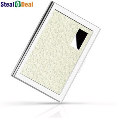 StealODeal White Stainless Steel Pocket Business Credit Debit 6 Card Holder(Set of 1, White)
