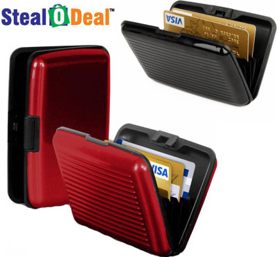 

Stealodeal 2pc Red with Black Security Credit/Debit 6 Card Holder(Set of 3, Black, Red)