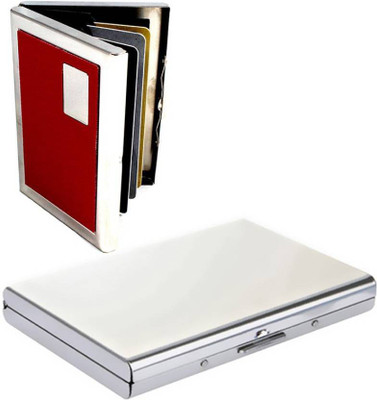 

Zblack 6 Card Holder(Set of 2, Silver, Red)