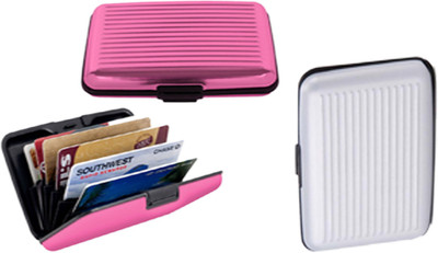 

Alexus 6 Card Holder(Set of 2, White, Pink)